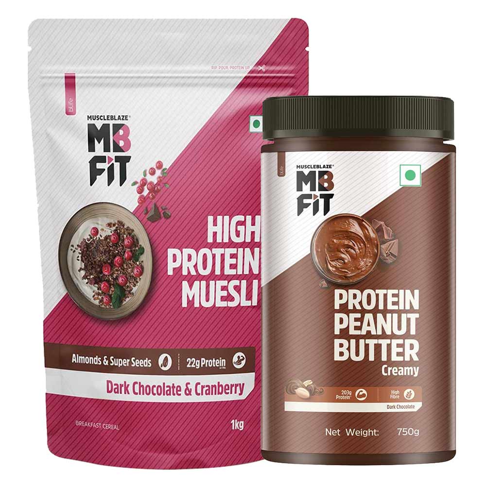 MuscleBlaze High Protein Muesli 1 kg & Peanut Butter 750g Combo