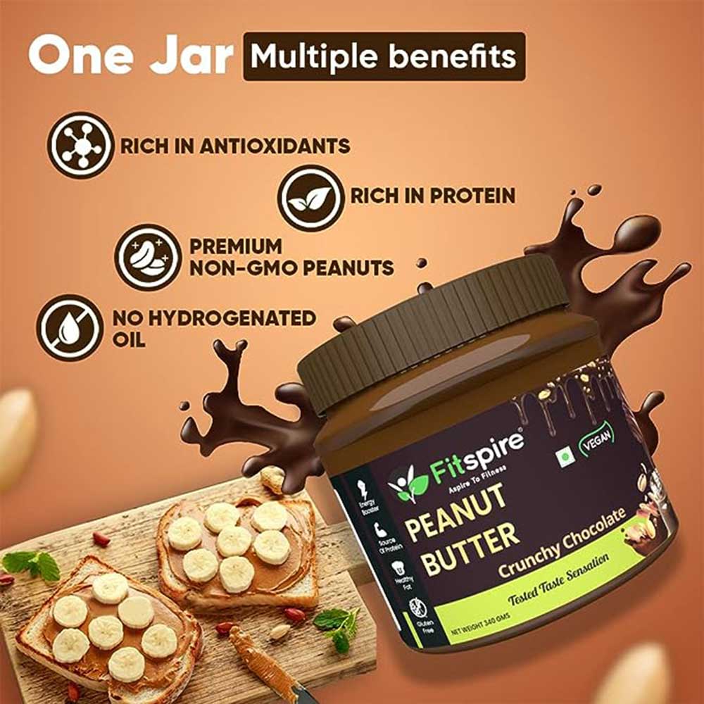 4 - Fitspire Peanut Butter,  0.340 kg  Crunchy Chocolate Pack of 2 
