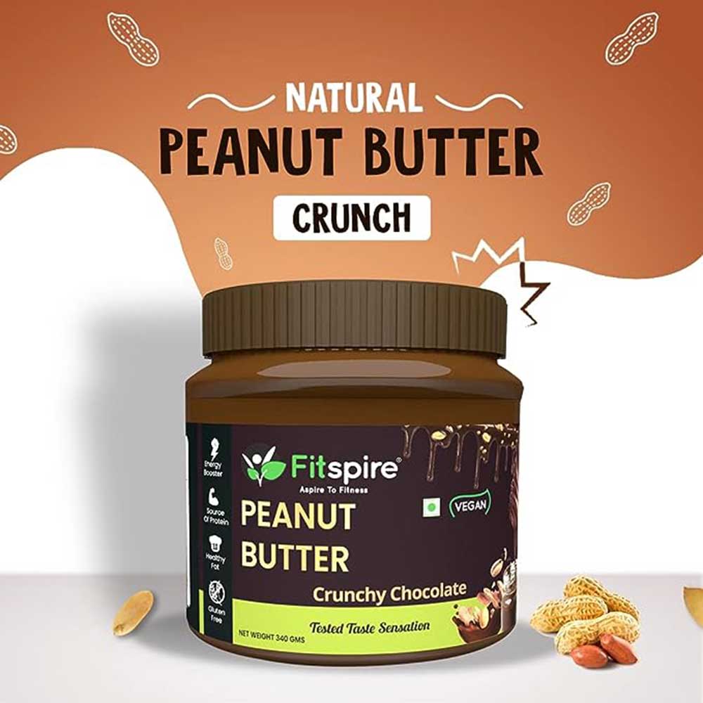2 - Fitspire Peanut Butter,  0.340 kg  Crunchy Chocolate Pack of 2 