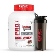 GNC Pro Performance 100% Whey Protein & Black Shaker 700 ml Combo- 4 lb Chocolate Supreme