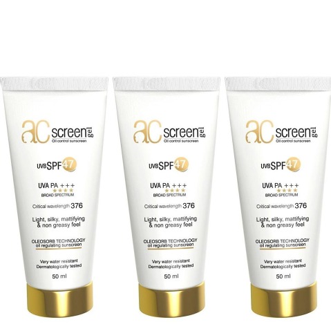 1 - Acscreen Gel Oil Control Sunscreen,  50 ml  UVB SPF 47 (Pack of 3) 