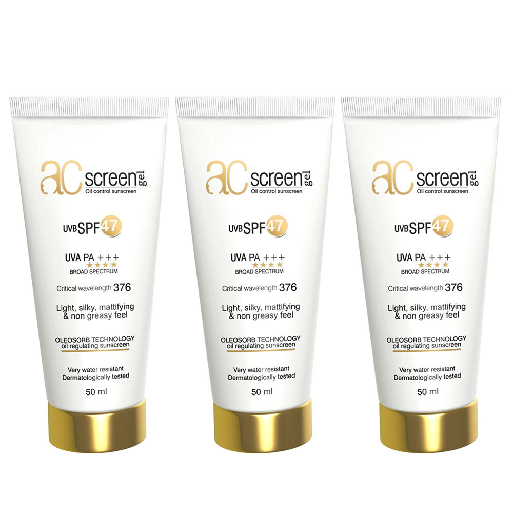 1 - Acscreen Gel Oil Control Sunscreen,  50 ml  UVB SPF 47 (Pack of 3) 