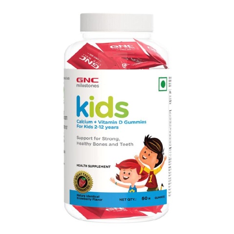 1 - GNC Kids Calcium + Vitamin D,  60 gummies  Strawberry 
