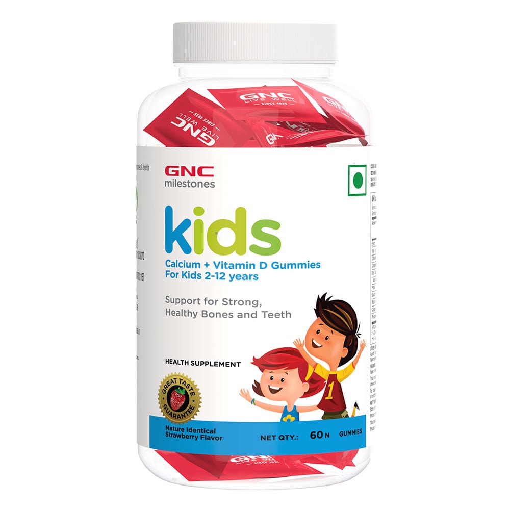 1 - GNC Kids Calcium + Vitamin D,  60 gummies  Strawberry 