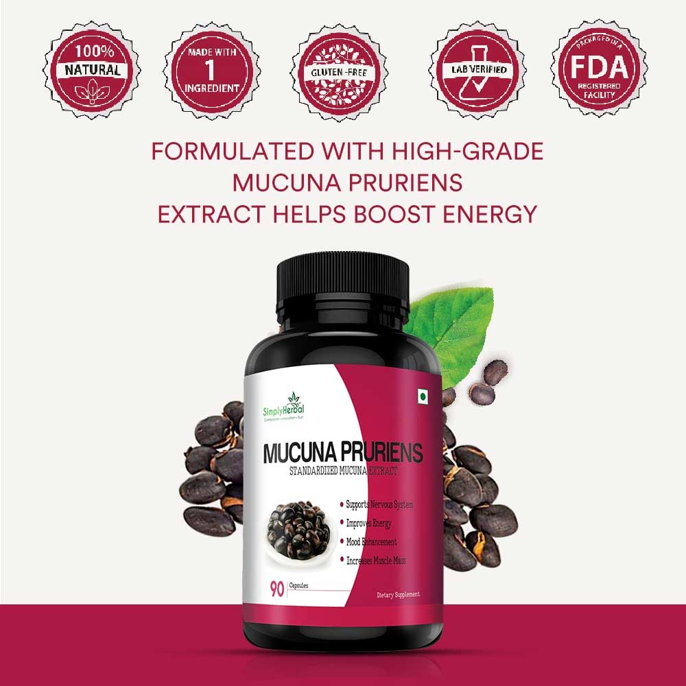 4 - Simply Herbal Mucuna Pruriens,  90 capsules 