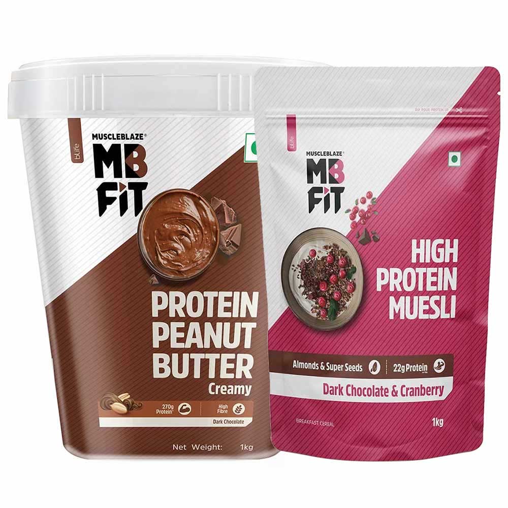 MuscleBlaze High Protein Muesli & Peanut Butter 1 kg Combo Muscleblaze