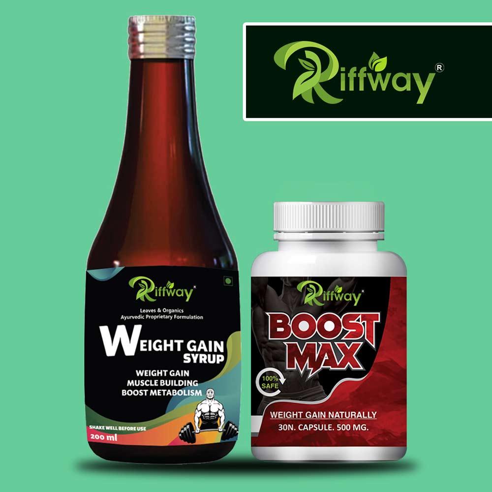 4 - Riffway Weight Gain Syrup 200 ml & Boost Max 30 Capsules Combo,  2 Piece(s)/Pack  Unflavoured 