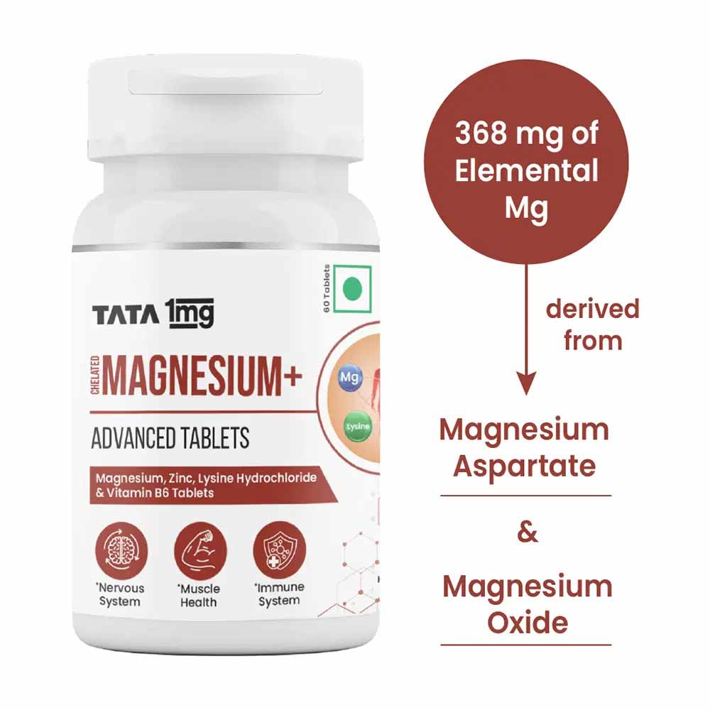 2 - Tata 1mg Chelated Magnesium+,  Peppermint & Vanilla  60 tablet(s) 