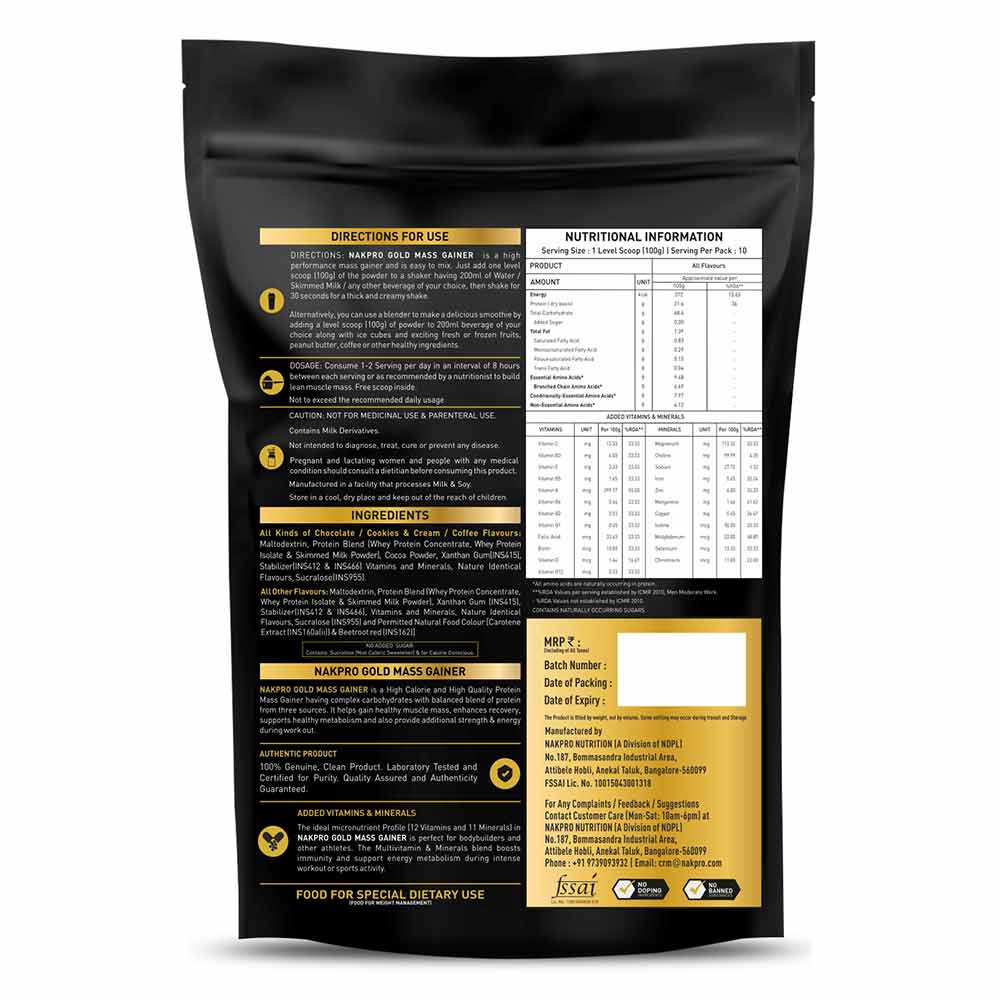 2 - Nakpro Gold Mass Gainer,  4 Piece(s)/Pack  Banana, Mango, Strawberry, Vanilla 