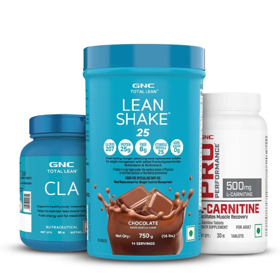 GNC Total Lean CLA 90 Softgels, L-Carnitine 30 Tablets & Lean Shake  Chocolate 1.6 lbs Combo, 3 Piece(s)/Pack
