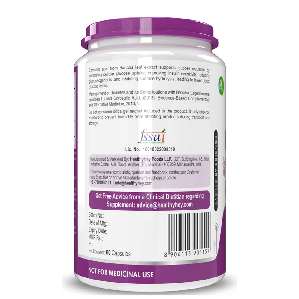 3 - HealthyHey Nutrition Natural Banaba Leaf Extract,  60 veggie capsule(s) 