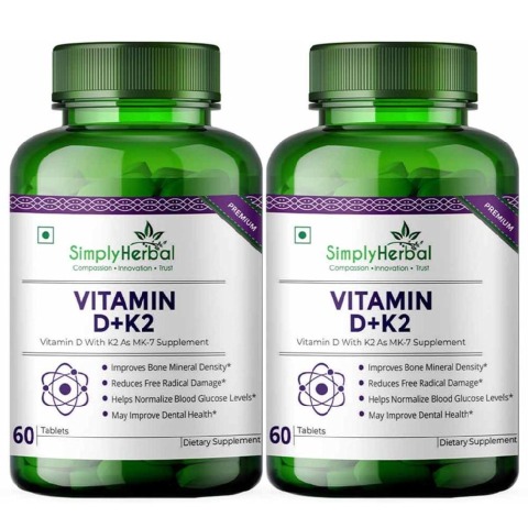 1 - Simply Herbal Vitamin D+K2, 60 tablet(s) Unflavoured (Pack of 2)