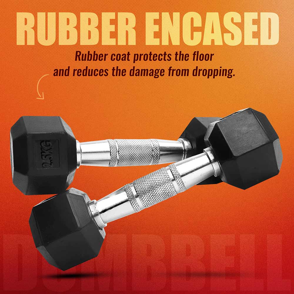5 - SLOVIC Rubber Dumbbell Set,  Black  2.5 kg 