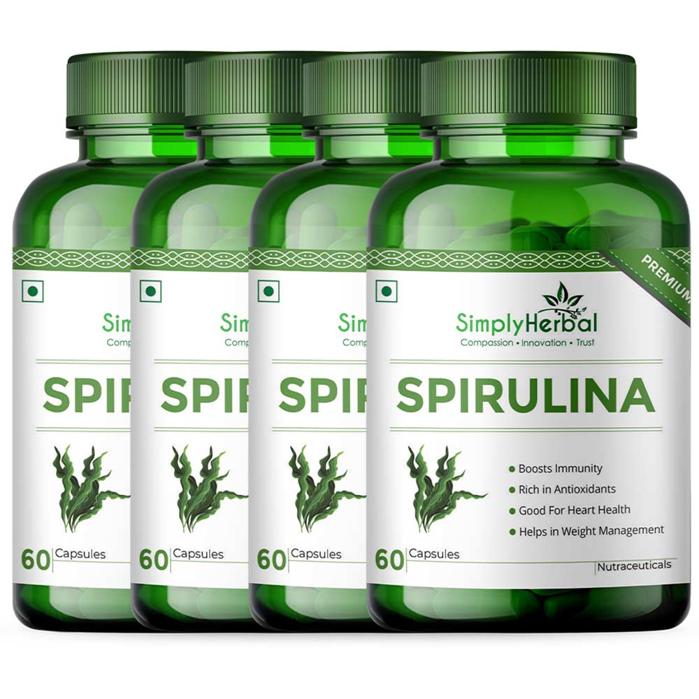 1 - Simply Herbal Spirulina (Pack of 4),  60 capsules 