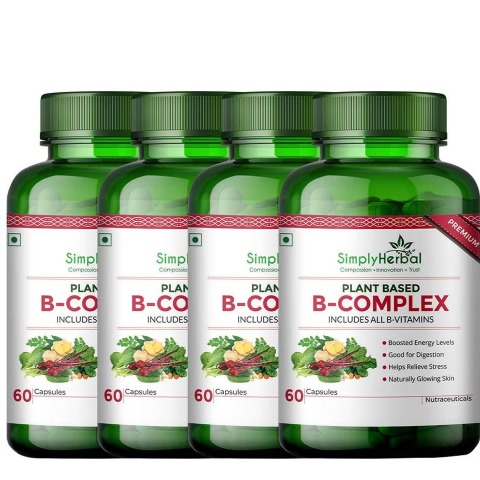 1 - Simply Herbal Plant Based B-Complex,  60 capsules  Unflavoured (Pack of 4) 