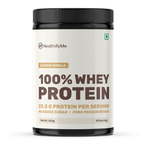1 - HealthifyMe 100% Whey Protein,  1.1 lb  Classic Vanilla 