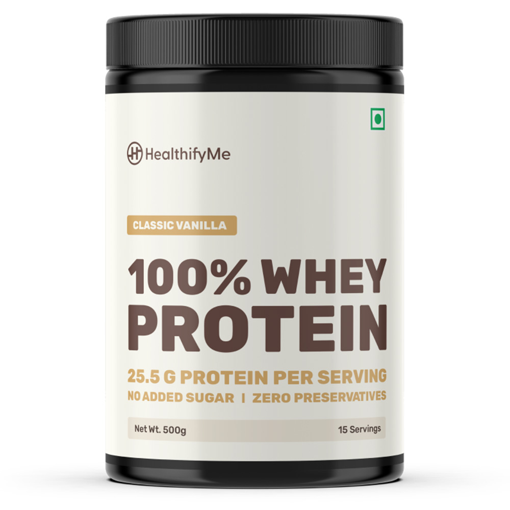 1 - HealthifyMe 100% Whey Protein,  1.1 lb  Classic Vanilla 