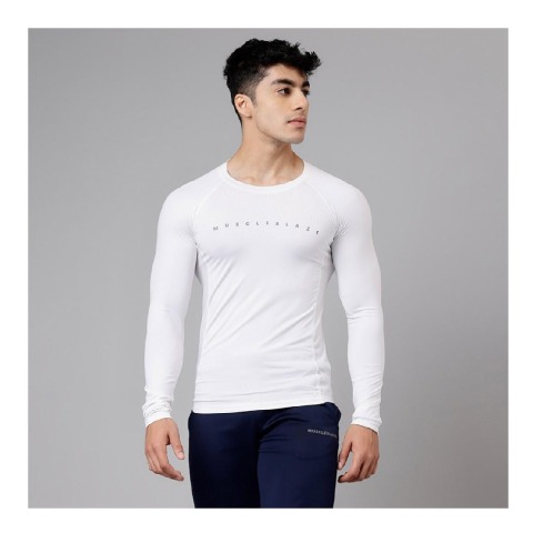 1 - MuscleBlaze Compression Muscle Tee Full Sleeve,  Polar White  X-Large 