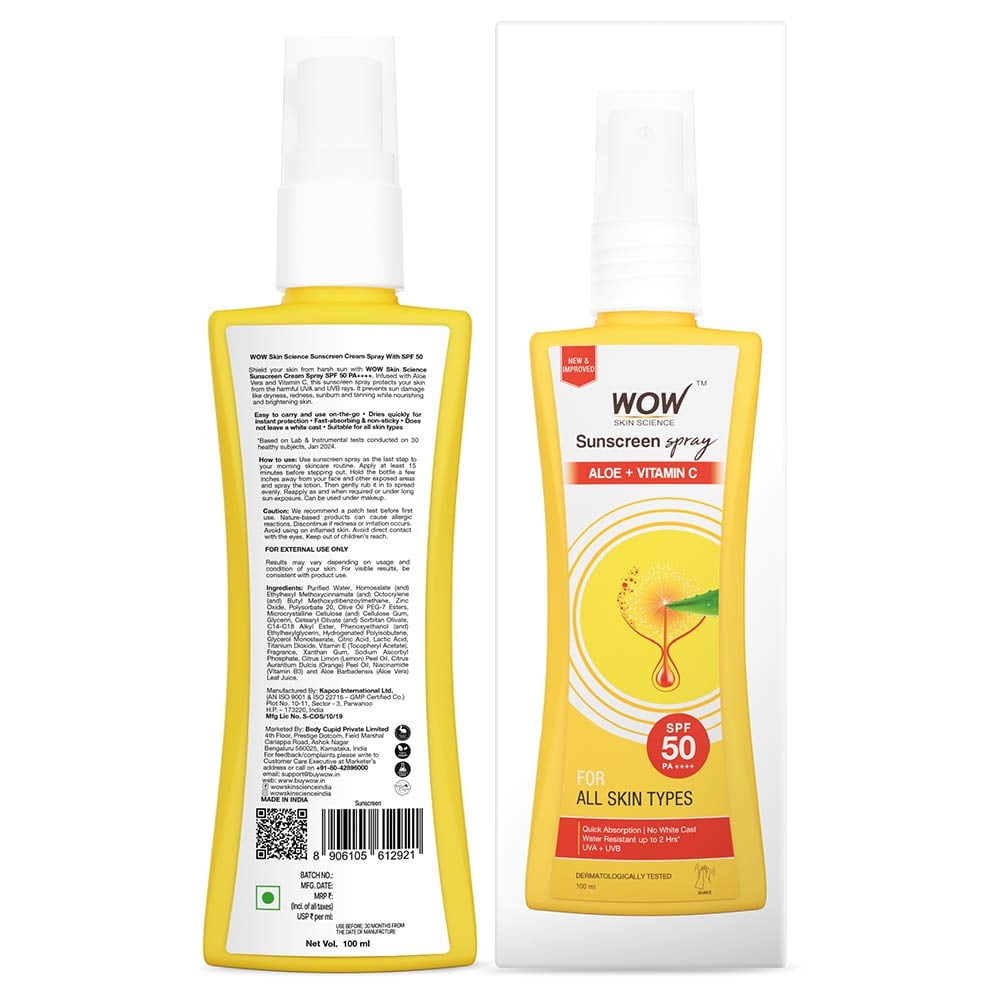 4 - WOW Skin Science Sunscreen Spray,  100 ml  SPF 50 