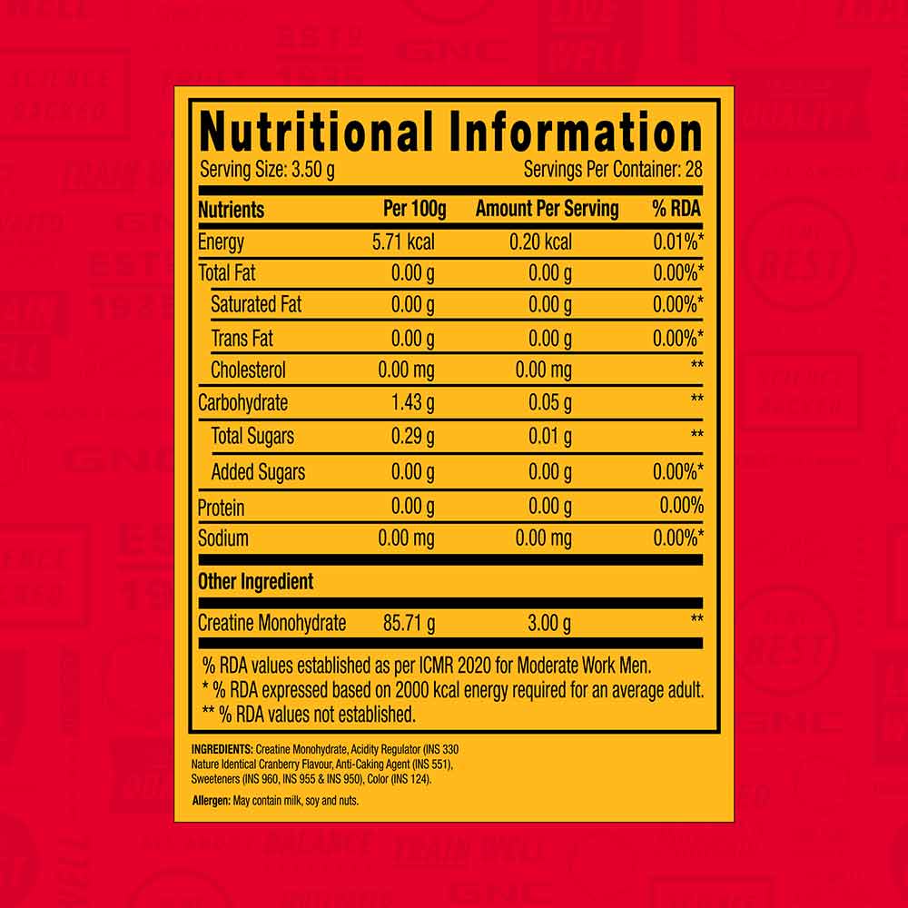 3 - GNC Pro Performance Creatine Monohydrate,  Cranberry  0.22 lb 