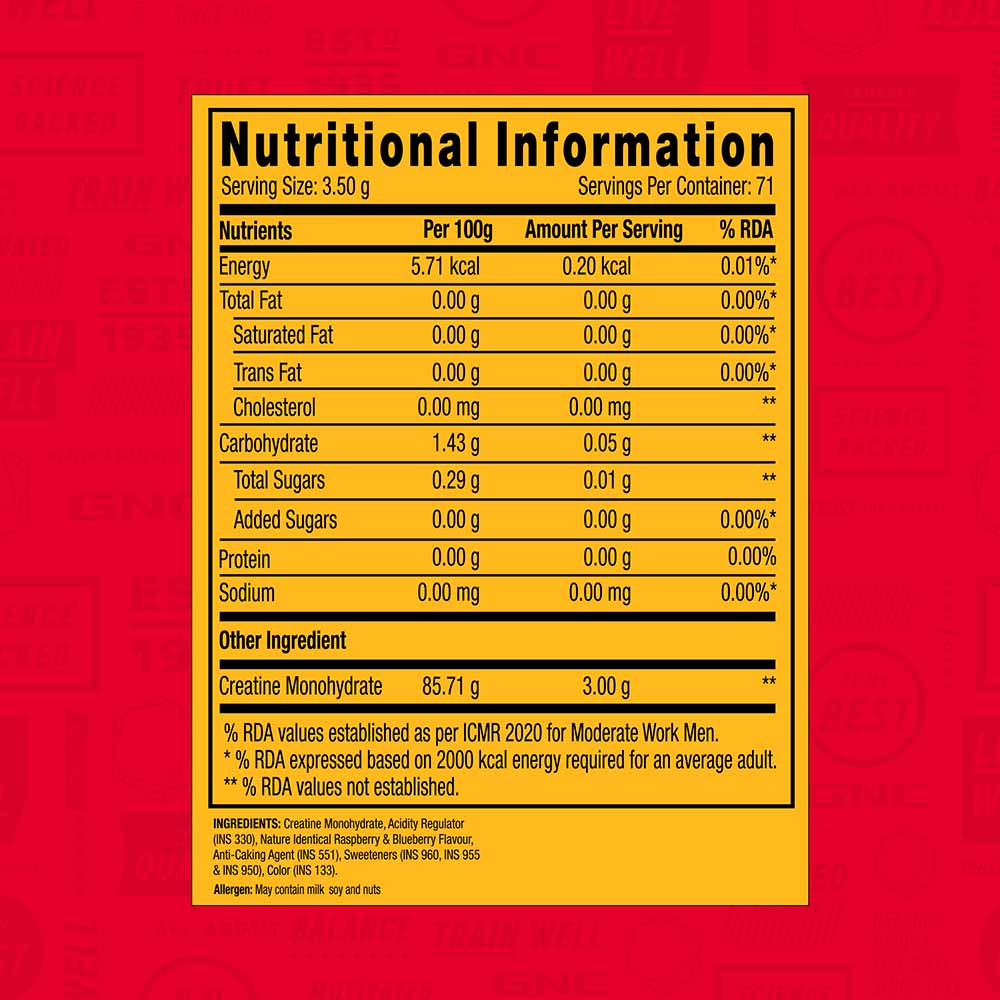 3 - GNC Pro Performance Creatine Monohydrate,  Blueberry  0.55 lb 