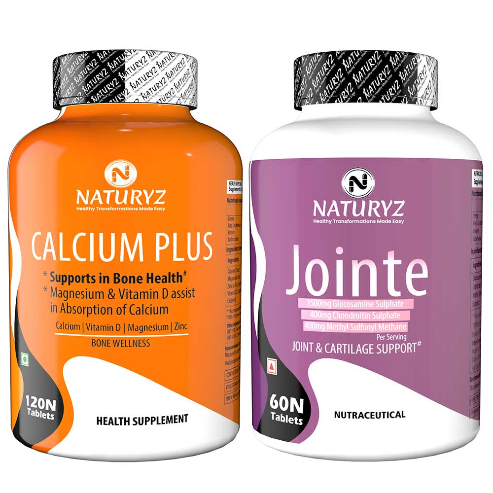 1 - Naturyz Calcium Plus 120 Tablets & Jointe 60 Tablets Combo,  2 Piece(s)/Pack  Unflavoured 