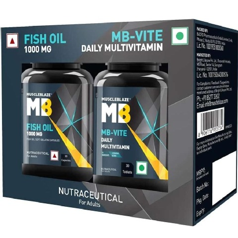 4 - MuscleBlaze Fish Oil 1000mg & MB-Vite Multivitamin Combo OP,  2 Piece(s)/Pack  30 tablets & 30 capsules 