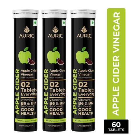 1 - Auric Apple Cider Vinegar with Vitamins,  60 tablet(s)  Green Apple 