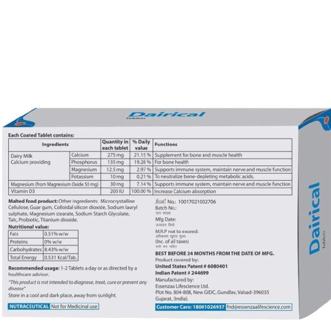 Essenzaa Lifescience Dairical Plus, 30 