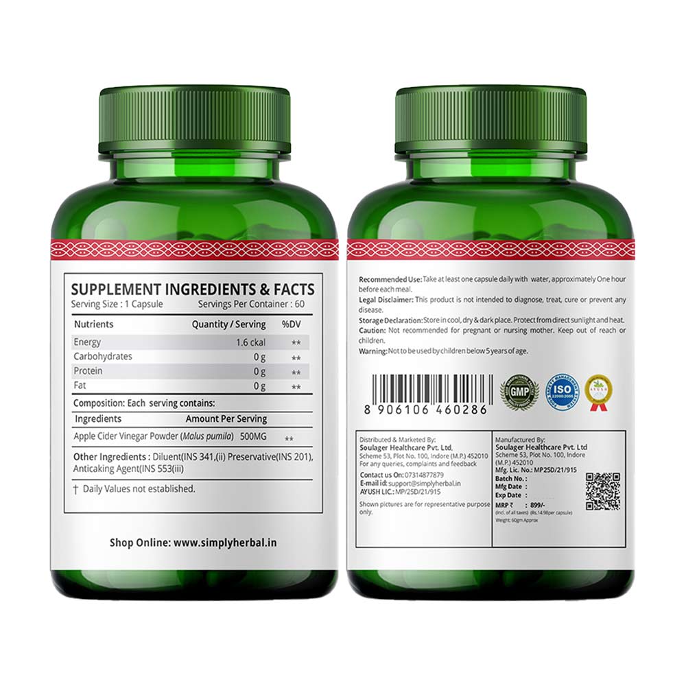 2 - Simply Herbal Apple Cider Vinegar,  90 capsules  Unflavoured 