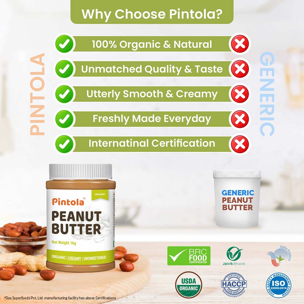 8 - Pintola Organic Peanut Butter,  2.5 kg  Creamy 