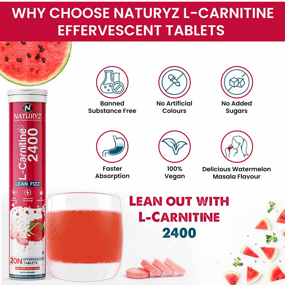 8 - Naturyz LEAN CUTZ Thermogenic Fat Burner 90 Tablets & L-Carnitine 2400 20 Tablets Combo,  2 Piece(s)/Pack  Unflavoured & Water Melon Masala 