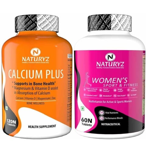 2 - Naturyz Calcium Plus 120 Tablets & Women's Sport & Fitness Multivitamin 60 Tablets Combo,  2 Piece(s)/Pack  Unflavoured 