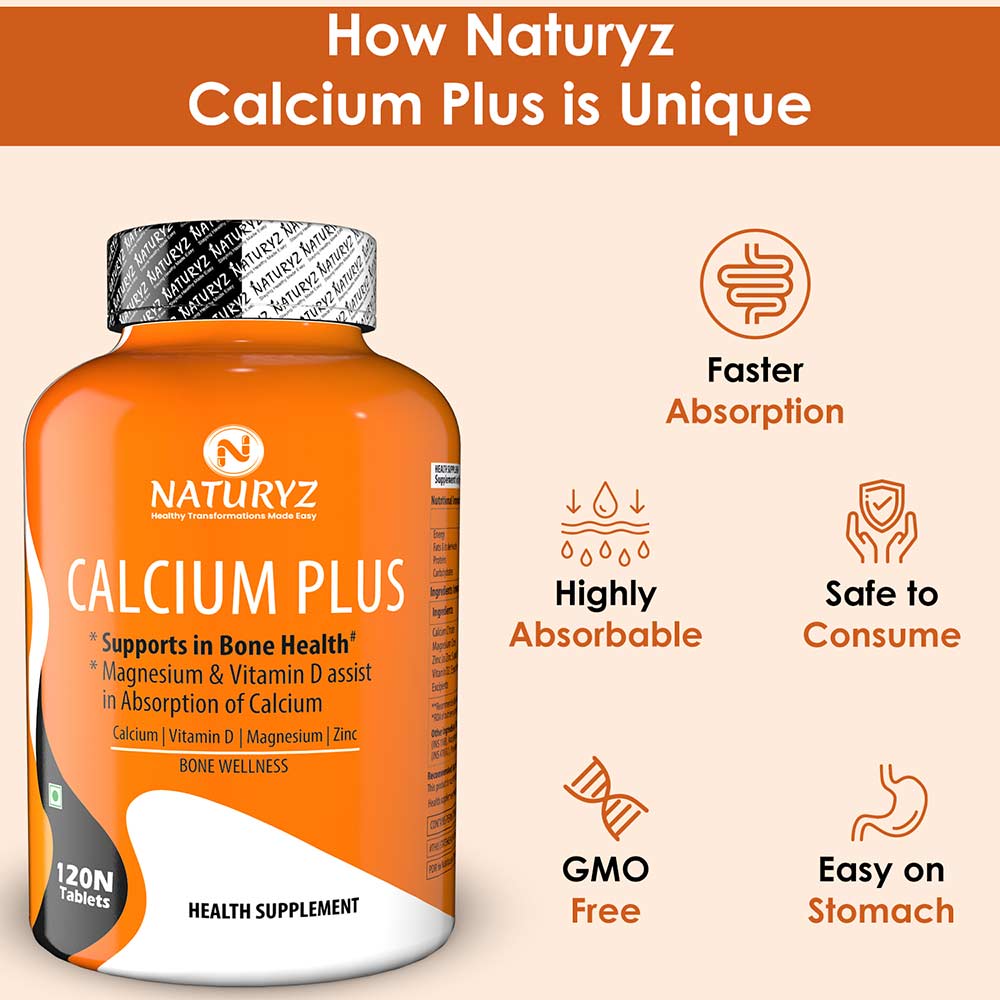 7 - Naturyz Calcium Plus 120 Tablets & Women's Sport & Fitness Multivitamin 60 Tablets Combo,  2 Piece(s)/Pack  Unflavoured 