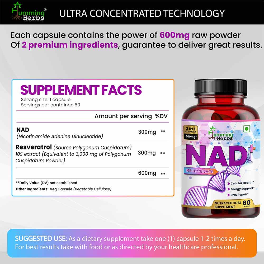 4 - Humming Herbs NAD+,  60 capsules 