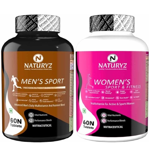 1 - Naturyz Men's Sport & Women's Sport Multivitamin 60 Tablets Combo, 2 Piece(s)/Pack Unflavoured