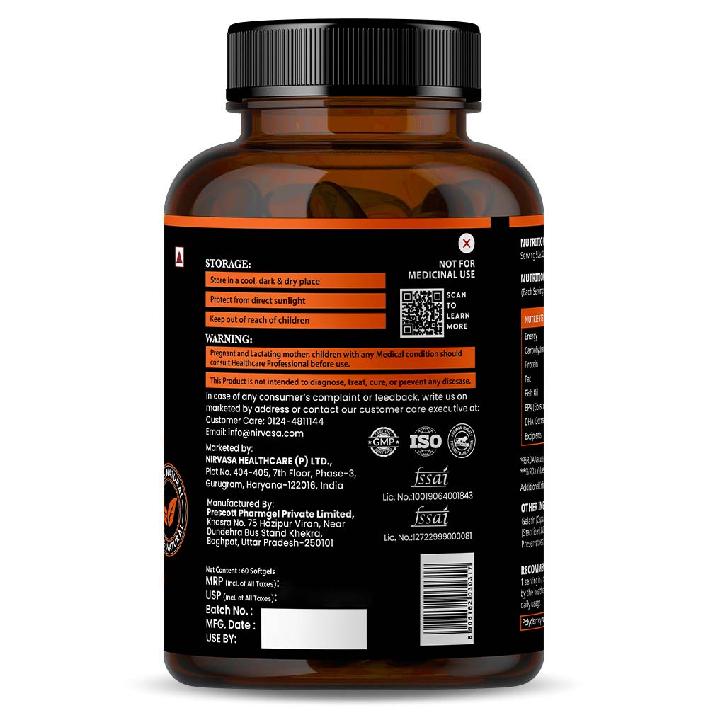 3 - Nirvasa Salmon Fish Oil Triple Strength (Pack of 6),  60 capsules 