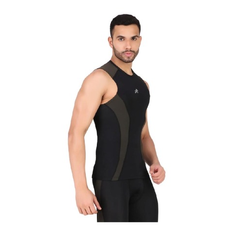 1 - Redesign Nylon DC Compression Cut Sleeve Tshirt,  Black/Green  3XL 