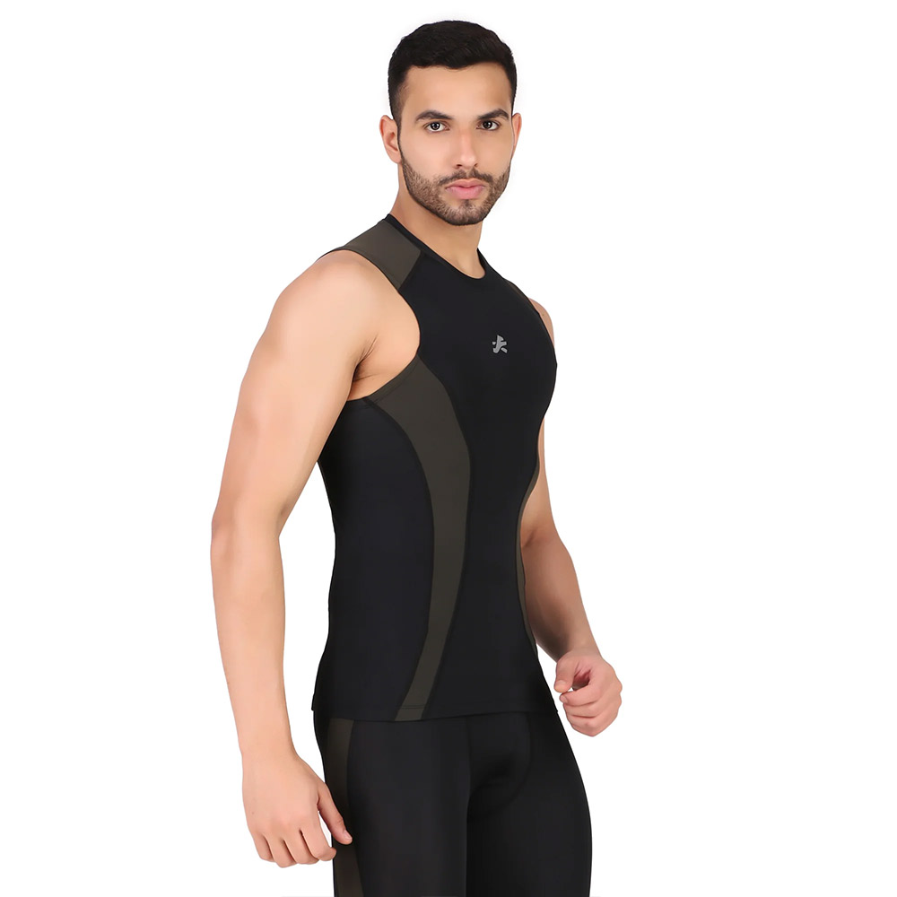 1 - Redesign Nylon DC Compression Cut Sleeve Tshirt,  Black/Green  3XL 