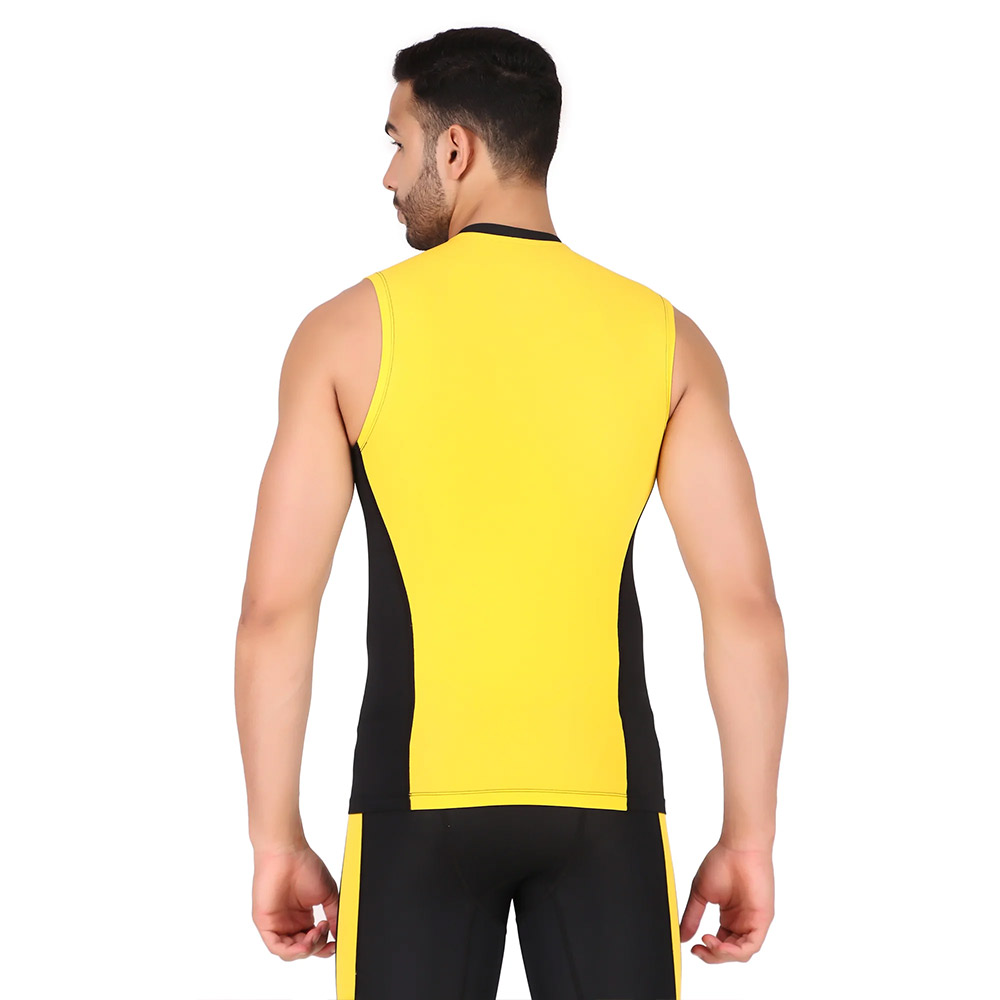 3 - Redesign Nylon DC Compression Cut Sleeve Tshirt,  Black/Yellow  Medium 