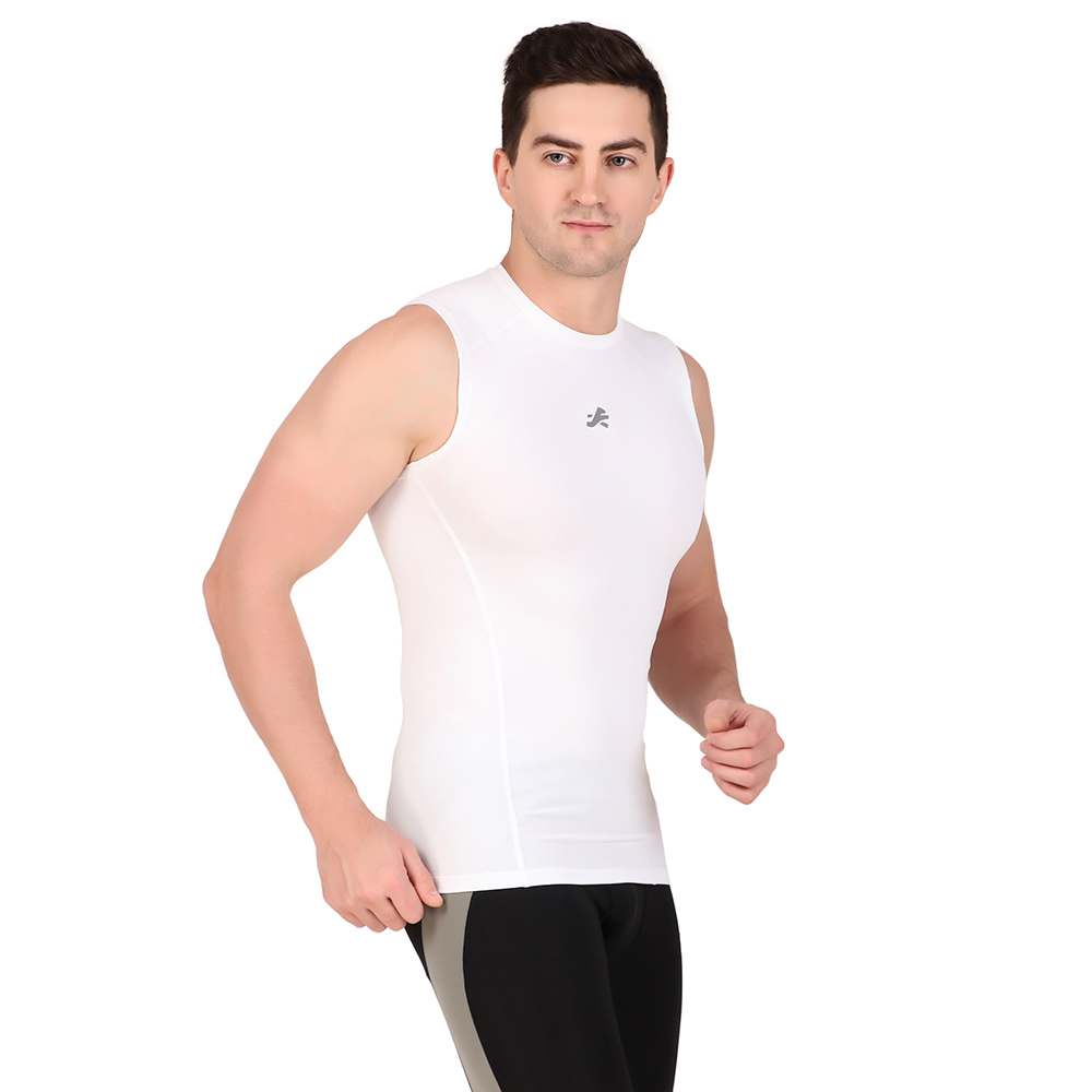 3 - Redesign Nylon Compression Cut Sleeve Tshirt,  White  XXL 