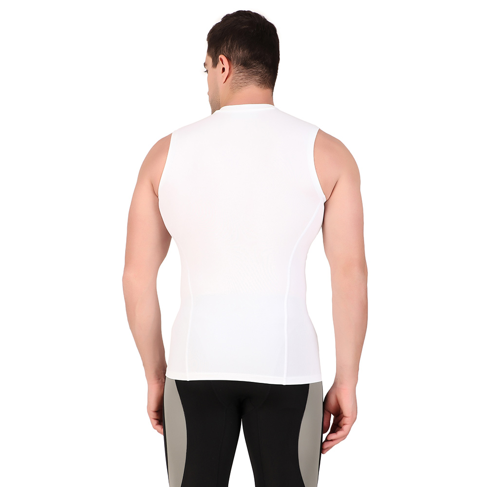 2 - Redesign Nylon Compression Cut Sleeve Tshirt,  White  Large 