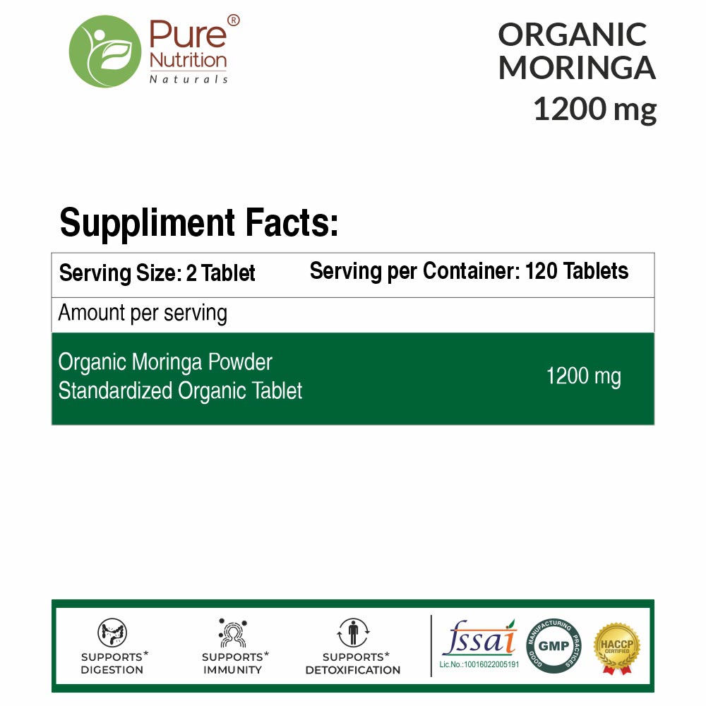 2 - Pure Nutrition Organic Moringa 1200mg,  120 tablet(s) 
