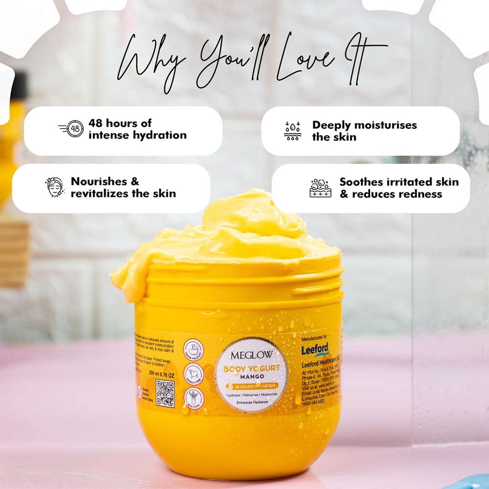 4 - Meglow Body Yogurt,  200 ml  Mango for Instant Hydration 