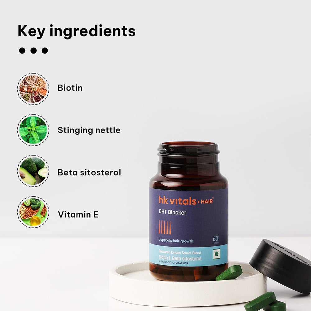 5 - HK Vitals DHT Blocker with Biotin by HealthKart,  60 tablet(s)  Unflavoured 