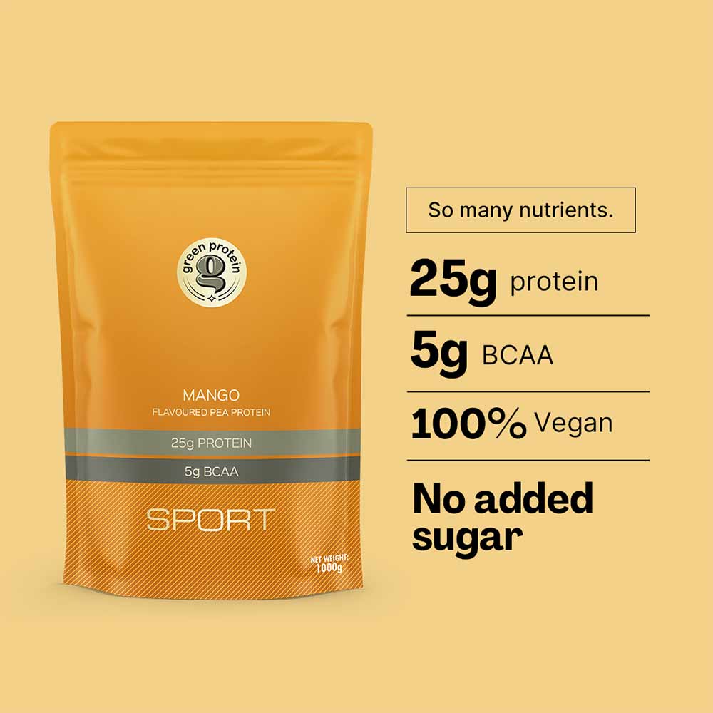 6 - Green Protein Flavoured Pea Protein Sport,  2.2 lb  Mango Smoothie 
