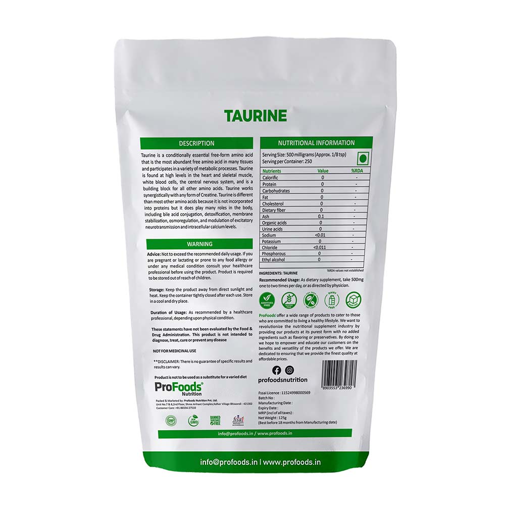 ProFoods Taurine Powder,  125 g 