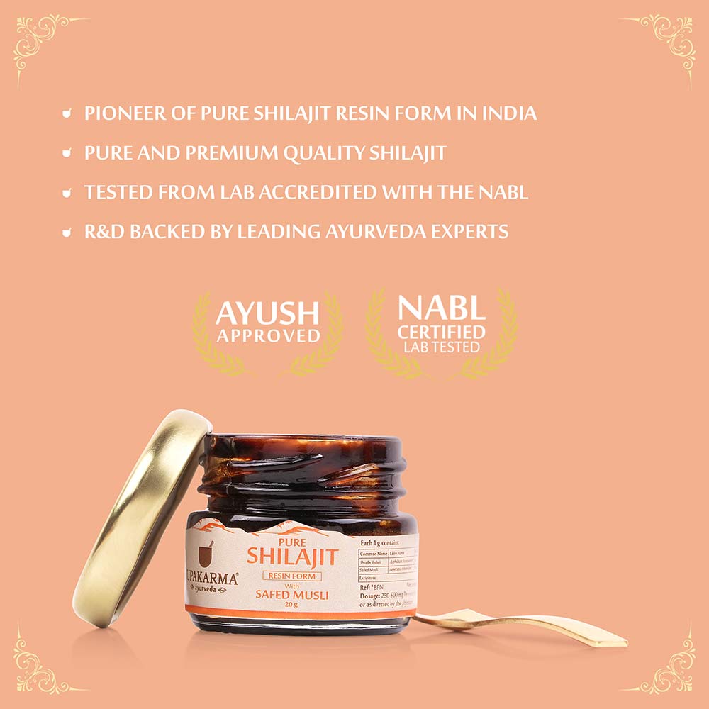 10 - Upakarma Ayurveda Pure Shilajit Resin Form with Safed Musli,  20 g 