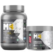 MuscleBlaze Biozyme Iso-Zero 2.2 lb Low Carb Ice Cream Chocolate & 100g Creatine Monohydrate CreAMP Combo