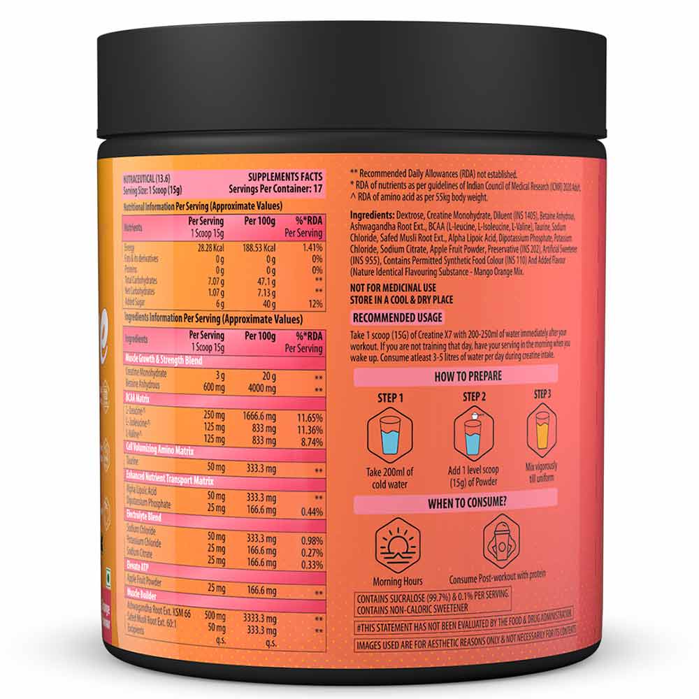 2 - Naturyz Creatine X7 Post-Workout Drink,  Mango Orange  0.55 lb 
